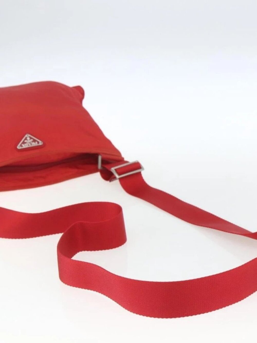PRADA Shoulder Bag Nylon Red Silver Auth - Picture 9 of 16